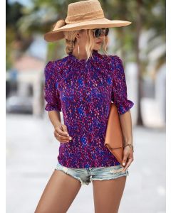 Women Printed Mock Neck TOP