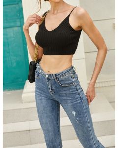 Basic Strappy Sleeveless Racerback Crop Top