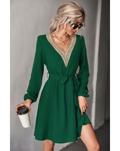 Women's Long Sleeve V Neck Mid Dress