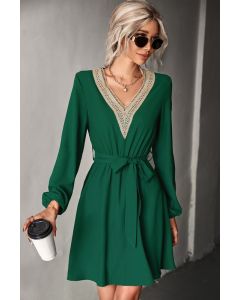 Women's Long Sleeve V Neck Mid Dress