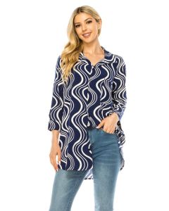 Women Long Sleeve Button Down Blouse