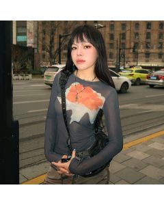 Women Mesh Long Sleeve TOP