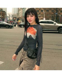 Women Mesh Long Sleeve TOP