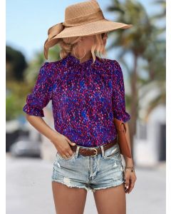 Women Printed Mock Neck TOP