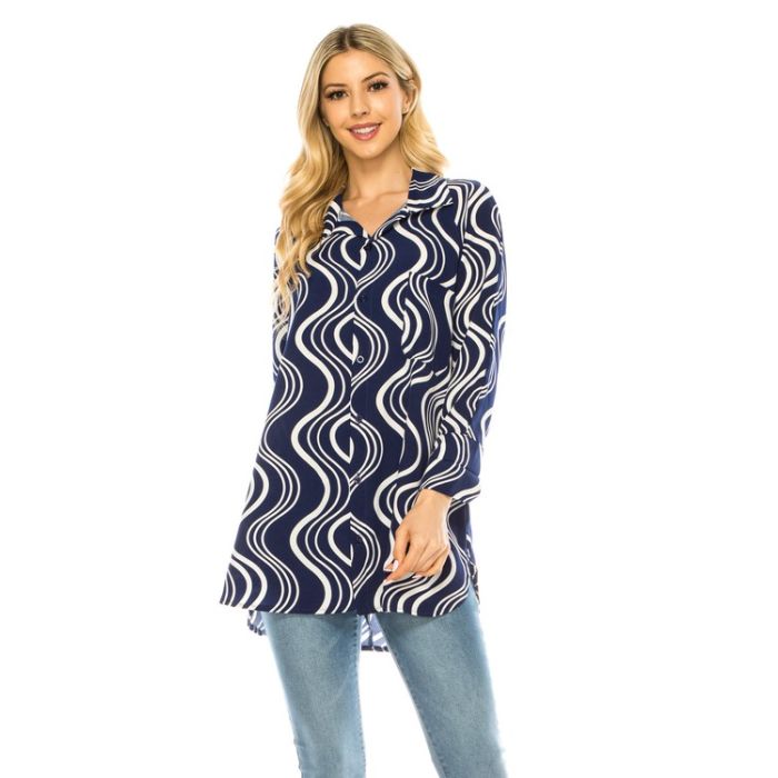 Women Long Sleeve Button Down Blouse