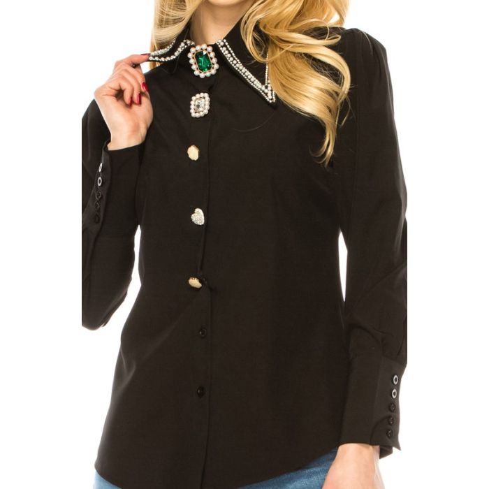 Women Button Down Long Sleeve Blouse
