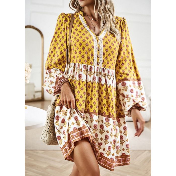 Women Printed Long Sleeve Dress