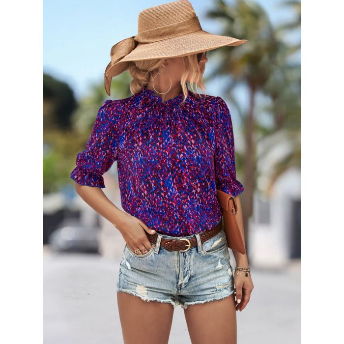 Women Printed Mock Neck TOP
